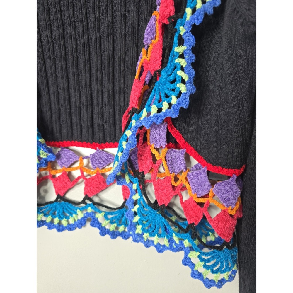 Vintage Michael Simon Rainbow Crochet Open Cardigan Y2K Rare - Picture 3 of 8